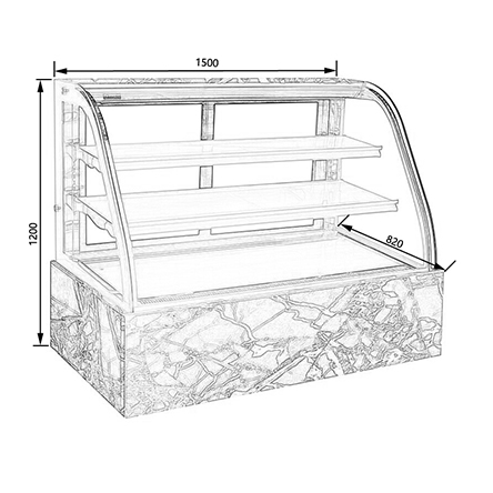 sliding door cake display case